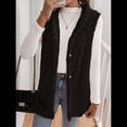 thumbnail image 4 of Chaleco Informal con Capucha de de Doble Cara para Mujer, Otoño-Invierno, Informal, Extragrande, Cálido, con Botones. Negro M, 4 of 8