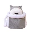 thumbnail image 1 of Colorful Bolsa portamascotas cálida, mochila para perros y gatos pequeños, jaula para mascotas de felpa de invierno para viajes al aire libre, bolsas colgantes para el pecho para, 1 of 5