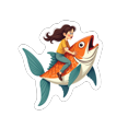thumbnail image 3 of cartoon Fish Theme Stickers, Waterproof Fish Theme Sticker for Water Bottle Laptop Phone Cases Planner Skateboard Luggage Helmet Party Favor Decor, Ideal for Adults Teens Teacher Rewards, 3 of 9
