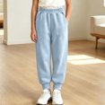 thumbnail image 6 of Mifsaly Girls Cotton Joggers Elastic Waist Straight Leg Casual Sweapants with Pockets Kids Warm Fall Winter Back School Outfits, 6 of 9