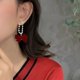 thumbnail image 3 of Women's Red Earrings Flocked Earrings Premium Earrings Vintage Style Autumn and Winter Women's Earrings (Square), 3 of 4