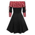 thumbnail image 3 of Lilgiuy Women Autumn Christmas Printing Causal Off-The-Shoulder Button Long Sleeve Vacation Dress Black Fall for 2022 Spring Winter, 3 of 4