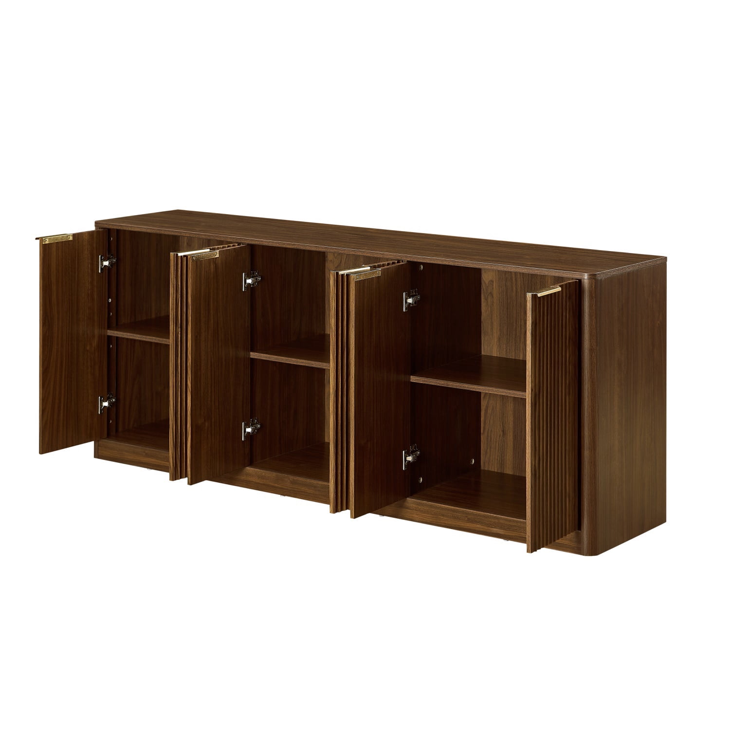 Hommoo 67" Modern Wavy Curved Contour Design Sideboard Buffet Cabinet,Wooden 6-Door Cabinet Storage Cabinet for Kitchen, Bedroom, Living Room, Walnut