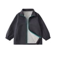thumbnail image 3 of vokkrv Boys Girls Stand Collar Full Zip Jacket, Water Repellent Windproof Outerwear, Soft Fleece Lined Warm Casual Coat for Boys Girls Daily Outdoor Dark Gray 3-4Years, 3 of 4