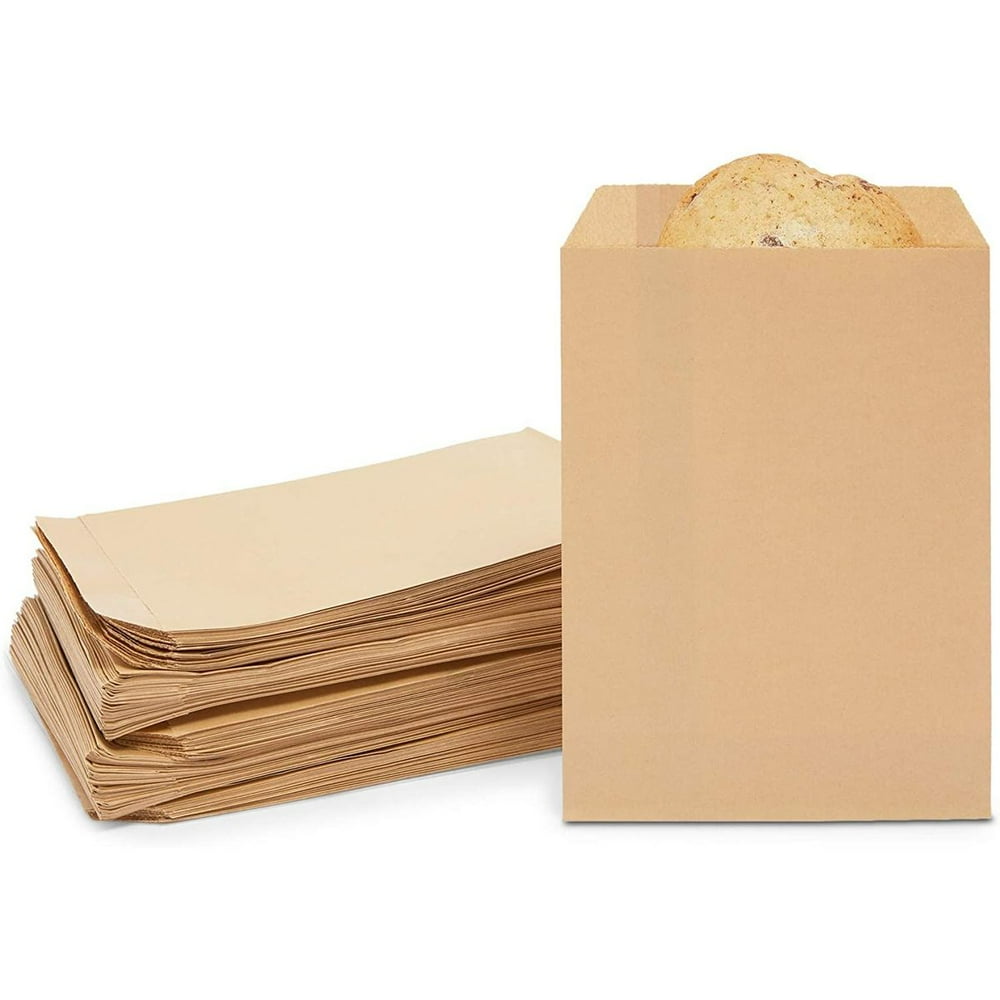 200 Pack Brown Paper Bakery Cookies Treat Bags Greaseproof Resealable