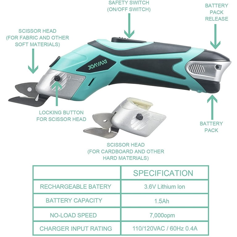 JOAVANI Cordless Scissors, Electric Scissors for Sewing, Cutting