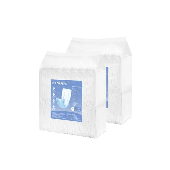 KFFKFF Disposable Male Dog Diapers, Highly Absorbent Belly Bands with Leak Protection and Wetness Indicator, Ideal for Training, Incontinence, and Dogs in Heat - Small, 96 Pack (2 x 48)