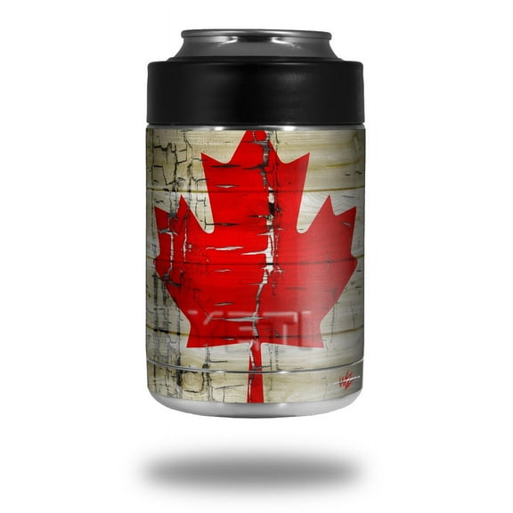 Skin Decal Wrap for Yeti Colster, Ozark Trail and RTIC Can Coolers - Painted Faded and Cracked Canadian Canada Flag (COOLER NOT INCLUDED) by WraptorSkinz
