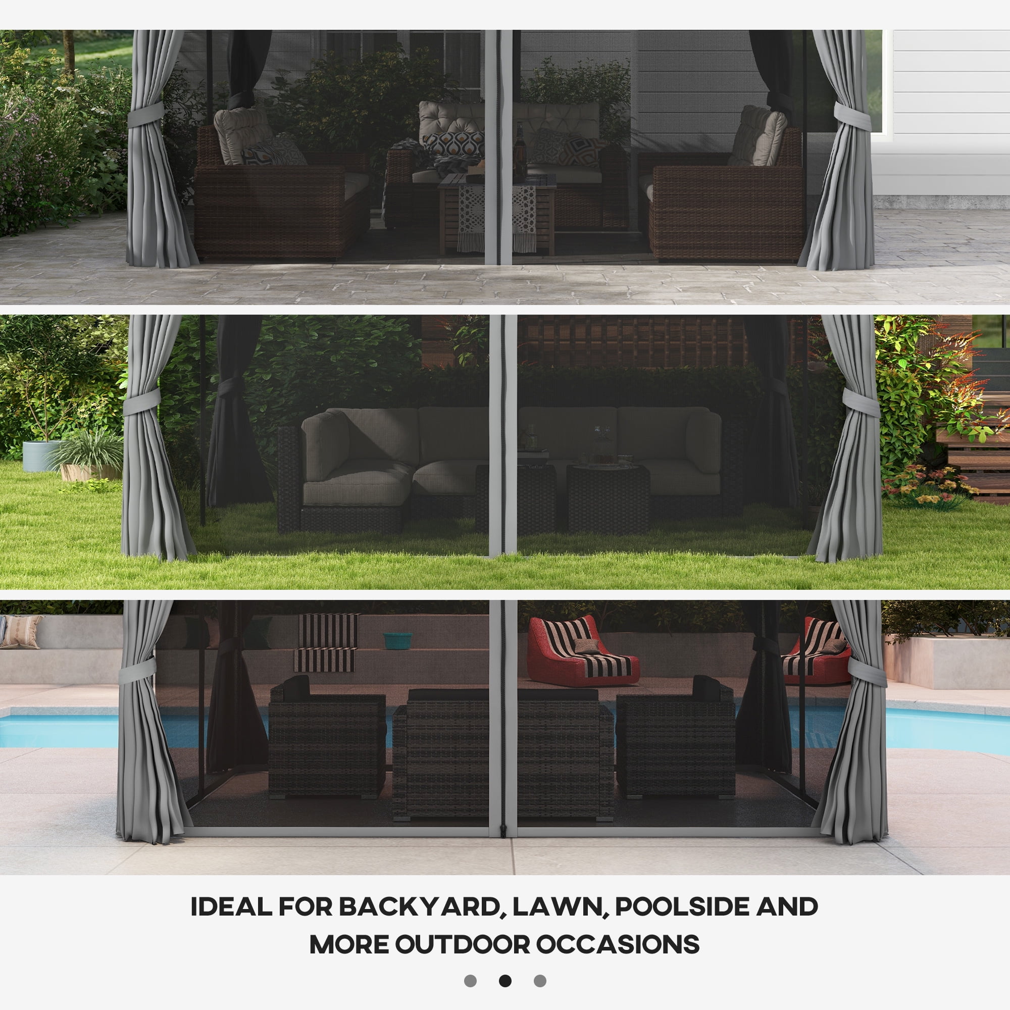 Outsunny 10' x 13' Patio Gazebo with Aluminum Frame for Outdoor, Gray