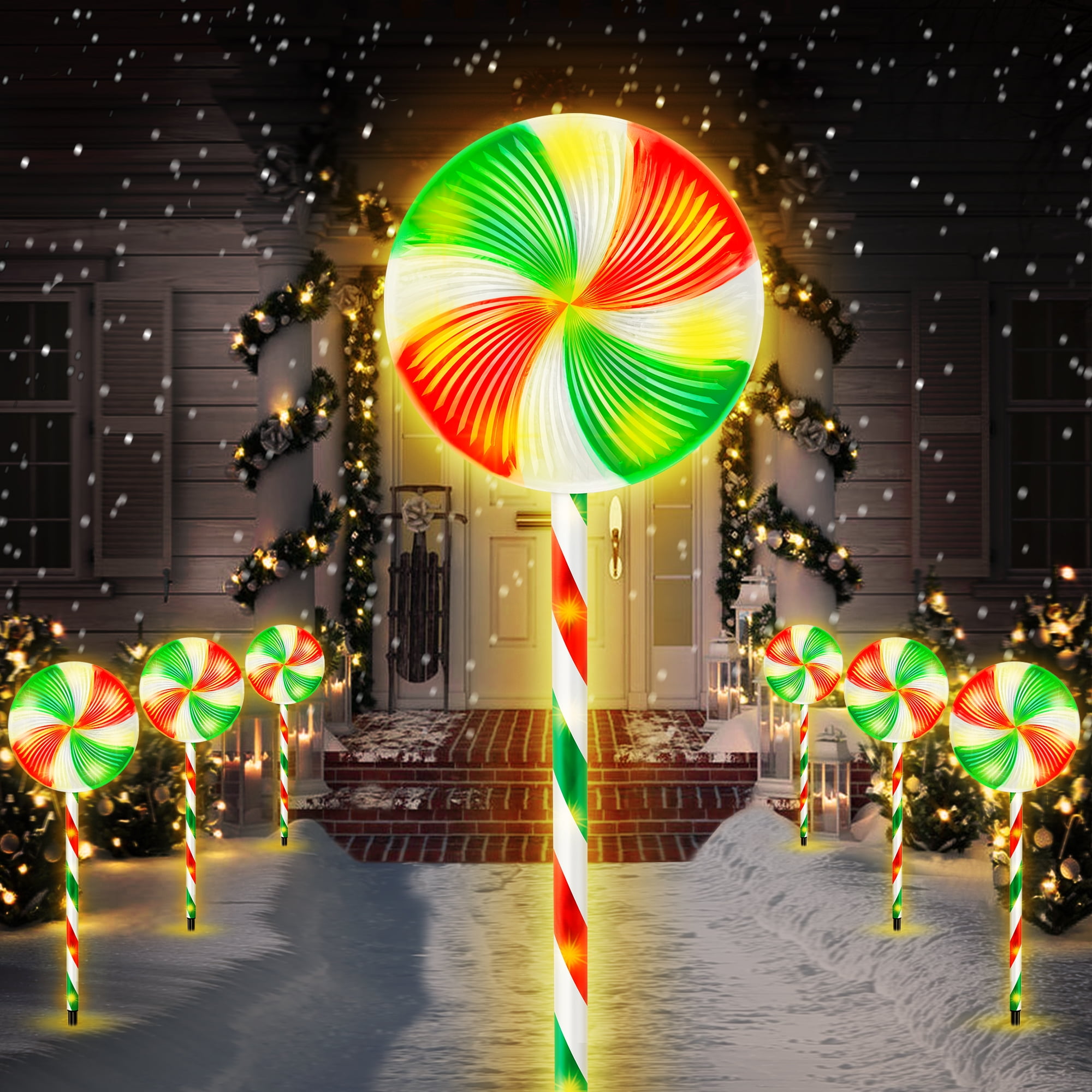28inch 3Pcs Christmas Pathway Light Lollipop Marker Outdoor Pathway