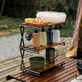 thumbnail image 2 of Outdoor Folding Storage Rack Folding Table Shelf for Picnic Camping Barbecue 3 Layer, 2 of 8