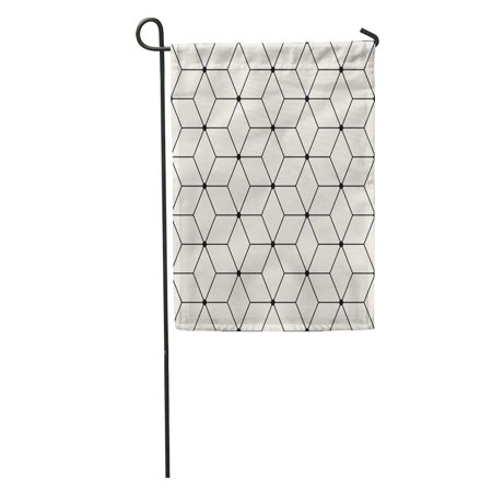 SIDONKU Black Sacred Geometry Grid Graphic Hexagon Pattern White 70S 80S Garden Flag Decorative Flag House Banner 12x18 inch
