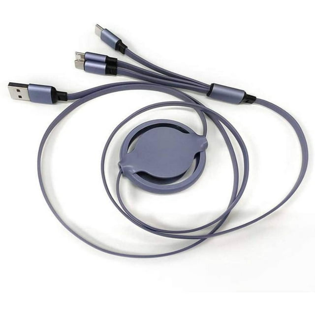 Câble de Recharge Rétractable Multifonction 3-en-1 pour Android & Apple & Type-c (Données Non Transférables) (Vert)