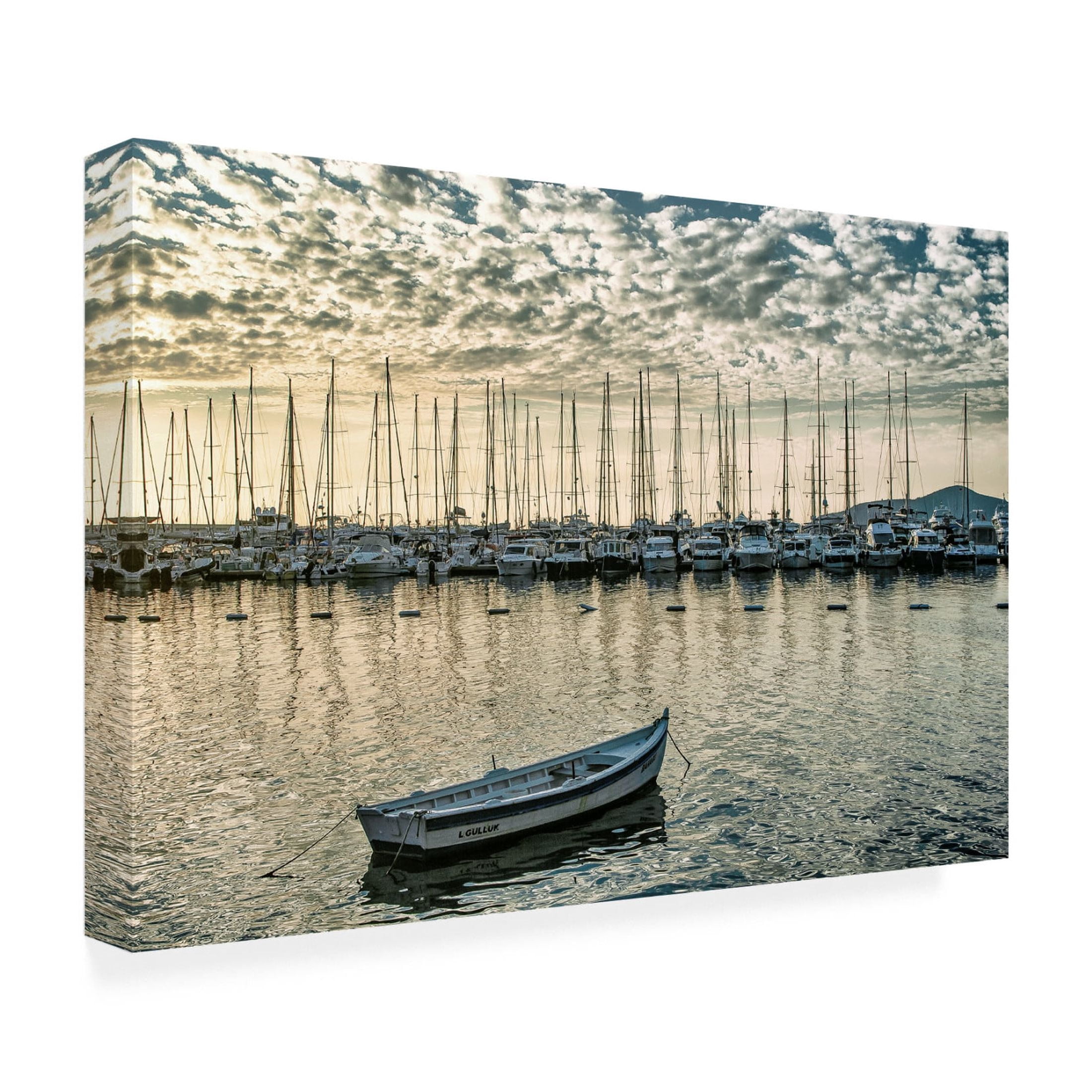 Canvas Wall Art - Yury A Melnikov 'Marina At Sunrise' Wall Art for Living Room, Bedroom, or Office Décor by Trademark Fine Art - 32 x 22 Inches