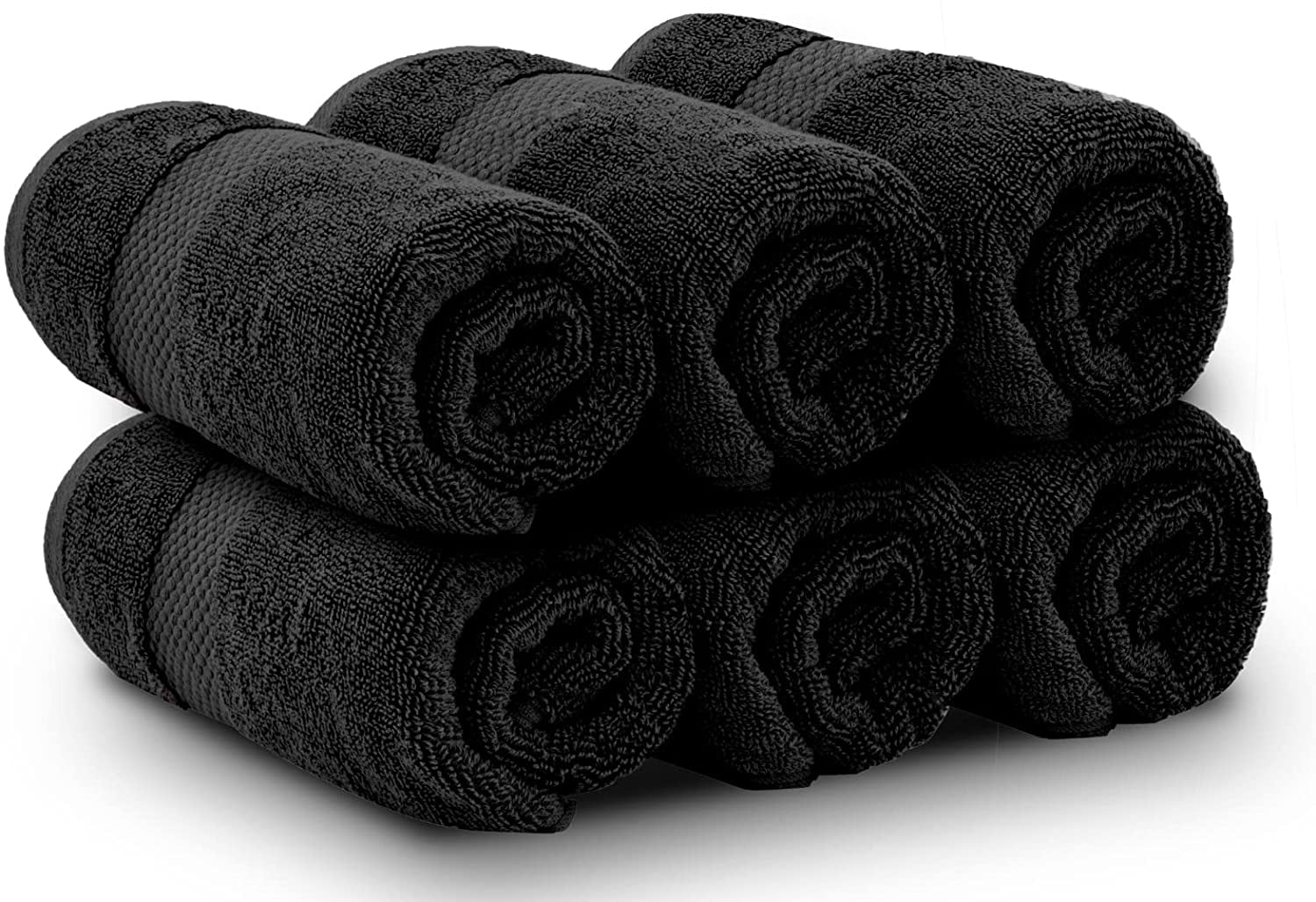 General Luxury Black Hand Towels - Soft 100% Turkish Cotton | Highly Absorbent Hotel spa Bathroom Towel Collection | 16x30 Inch | Set of 6