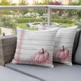 thumbnail image 4 of Pink Pumpkin Pillow Covers 2 Pack Thanksgiving Fall Pillowcase Waterproof Outdoor Throw Pillow Cover for Patio Garden Square Cushion 24”x24”, 4 of 9