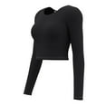 thumbnail image 2 of Workout Crop Tops for Women Long Sleeve Quick Dry Breathable Yoga Tees with Thumb Holes Slim Fit Gym Clothes (XL, Black), 2 of 7