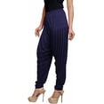 thumbnail image 3 of Stylesindia Solid Cotton Viscose Lycra Women's Patiala Harem Pants (Navy), 3 of 3