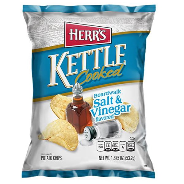 Herr's Salt & Vinegar Kettle Potato Chips 1.9 oz Bags Pack of 24