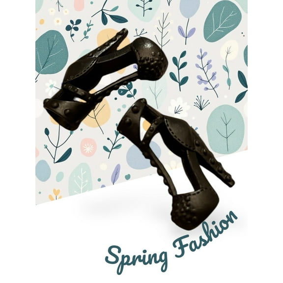 LOL Surprise Doll OMG Bartz FASHIONISTAS BLACK RIVET SPIKE ANKLE High Heels/ T-Strappy Sandals