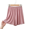thumbnail image 5 of Women Pajama Shorts Polka Dots Print Lyocell Summer Wide Leg Elastic Waist Casual Sleep Bottom, 5 of 5