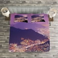thumbnail image 3 of Ambesonne Urban Quilted Bedspread Set 3 Pcs, Skyline of Busan Korea, Queen Size, Purple Violet, 3 of 3