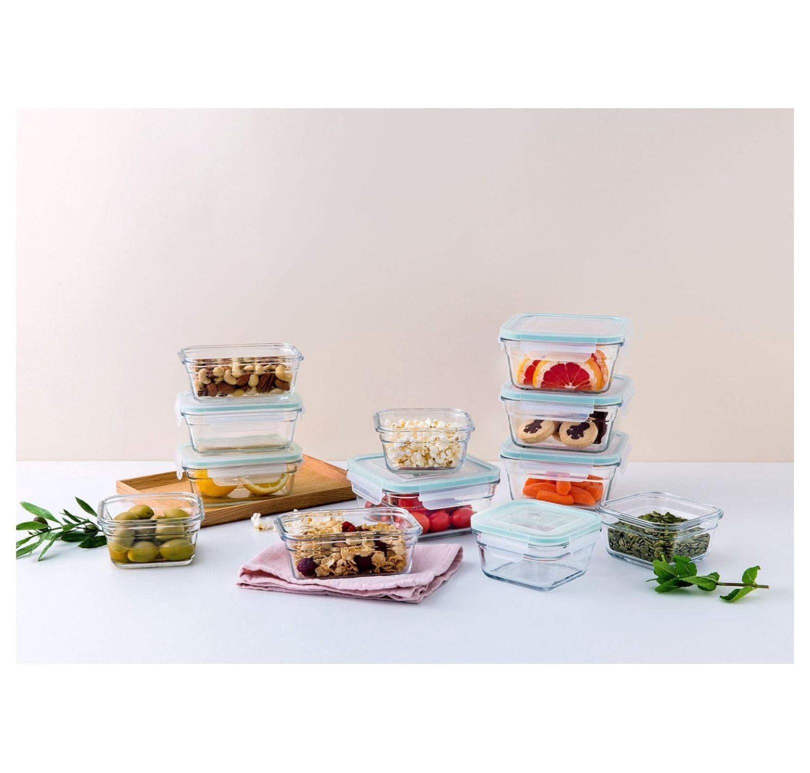 24 Piece Glass Food Storage Containers Set with Lids, Oven & Microwave Safe, Airtight Containers for Meal Prep, BPA Free, Leakproof, Clear Glass Containers for Kitchen & Pantry