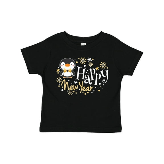 Inktastic Happy New Year with Cute Penguin Boys or Girls Toddler T-Shirt