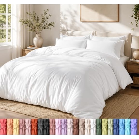 Utopia Bedding Duvet Cover Set with Pillowcases - 3 Pieces Bedding Duvet Cover with Zipper Closure - 1 Duvet Cover with 2 Pillowcases - Soft Brushed Microfiber (Queen, White)