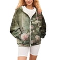 thumbnail image 6 of Bovemsi Sweatshirt for Women Solid Loose Jacket Long Sleeve Irregular Print Zipper Pullover Elegant Tops Blouse Zip Up Hoodie, 6 of 7