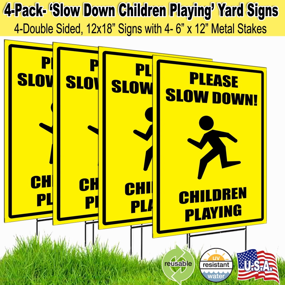 Please Slow Down Keep Our Neighborhood Safe 9" x 6" Metal Sign 