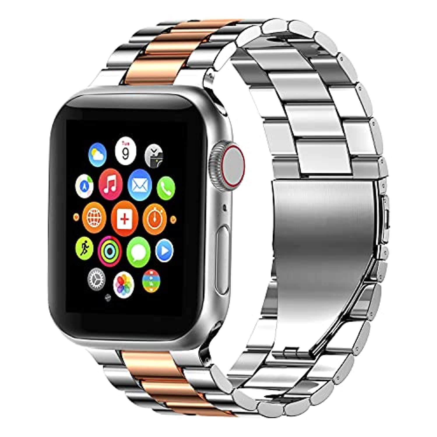 For Apple Watch Band 42/44/45mm - 38/40/41mm, Stainless Steel Strap  Compatible iWatch Series SE 7 6 5 4 3 2 1 - Walmart.com