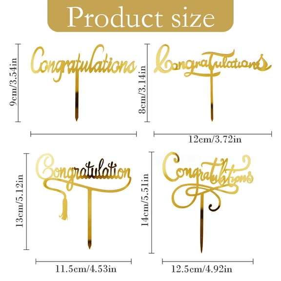 Class of 2026 Cake Topper for Graduation Party Celebration, Congratulations Acrylic Cake Decor for High School College Grad Party, Gold Glitter Decoration for Graduation Cake and Cupcake, Black