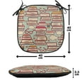 thumbnail image 4 of Cartoon Chair Seating Cushion Set of 2, Stack of Books with Coffee Cups and Eyeglasses Retro Nerdy, Seat Pads for Office with Anti-slip Backing, 16"x16", Pink Sage Green, by Ambesonne, 4 of 7