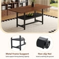 thumbnail image 5 of Hi loPres 71" Dining Table Set for 6 with Storage Shelf, Modern Walnut Wood Grain Kitchen Table and 6 Dark gray Linen Fabric Chairs for Dining Room and Home Office, 5 of 10
