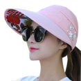 thumbnail image 1 of Chapeau d'Été pour Femmes avec Queue de Cheval, Fleurs de Perles, Large Bord, Décontracté, Extérieur, Pliable, Pare-Soleil, 1 of 10