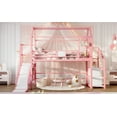 thumbnail image 5 of Bed Frames Twin House Loft bed with Slide and Stairs, Metal Playhouse Bed with Storage Shelves, House-shaped Roof and Noise-free Design, Pink,Storage Beds Frames, 5 of 9