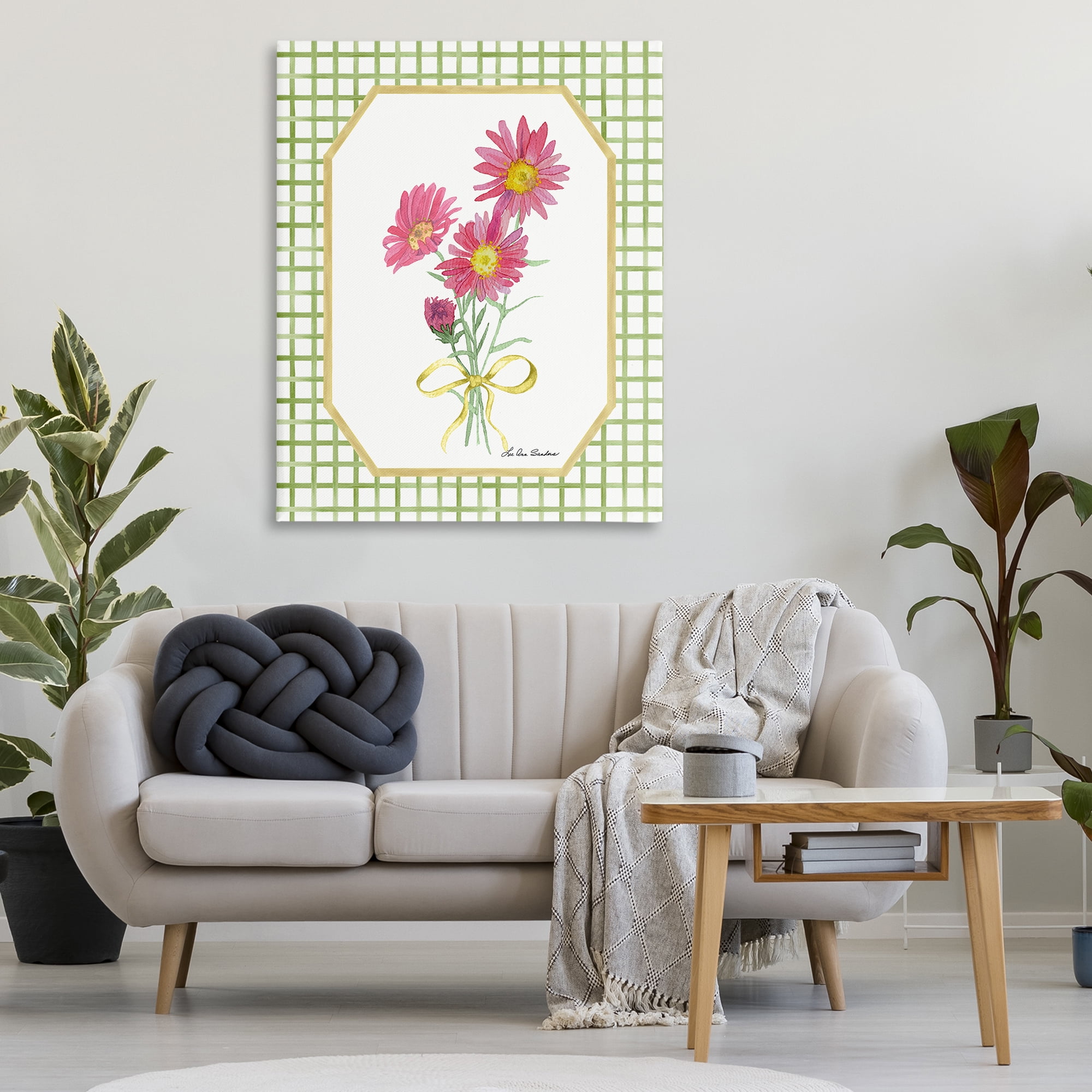 Botanical Story on Gingham Canvas Wall Art, design by Lee Ann Sanders