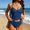 Blue, variant on Women's Tankini Set Two Piece Swimsuit Mesh Splice Side Drawstring Back Tie Bathing Suit Adjustable Swimwear Beachwear Swimming Outfit Pool WearTwo Piece Swimsuit