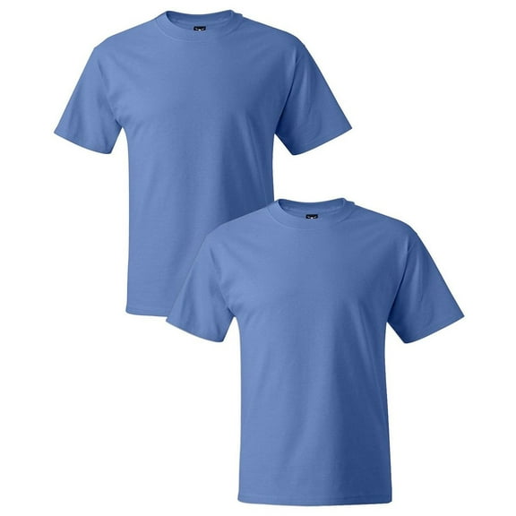 Hanes Mens Beefy-T® Crewneck Short-Sleeve T-Shirt (Pack of 2) 2 Carolina Blue