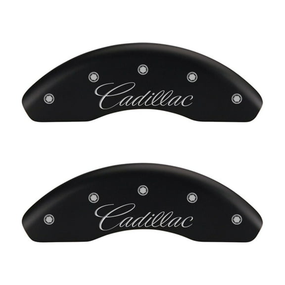 MGP 4 Caliper Covers Engraved Front Cadillac Engraved Rear ATS Matte Black finish silver ch