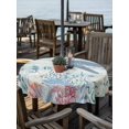 thumbnail image 2 of Outdoor Tablecloth with Umbrella Hole for Patio/Picnic/Party/Camping, Teal Coastal Turtle Waterproof Table Cloth Round Cover Washable, Beach Nautical Ocean Coral Seahorse (Dia 60"), 2 of 8
