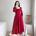 thumbnail image 4 of Vestido de mujer de moda con cuello cuadrado y corte A, largo medio, para la temporada de primavera, 4 of 4