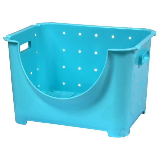 Stackable Plastic Storage Container with Stacking Bins, Blue - Walmart.com