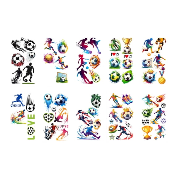 HKUKY 10Pcs Cartoon Football Stickers Waterproof Vinyl Laptop Water Bottle Durable Decal Fun Graphics