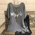 thumbnail image 2 of lcziwo Womens Summer Beach Tops Dressy Casual Cotton Linen Short Sleeve T Shirts Loose Fit Round Neck Blouses 2025 Fashion Butterfly Print Tees Saving Sales Gray XXL, 2 of 8