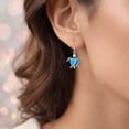 thumbnail image 2 of Love Life Sea Turtle Heart Blue Turquoise Sterling Silver Dangle Earrings, 2 of 7