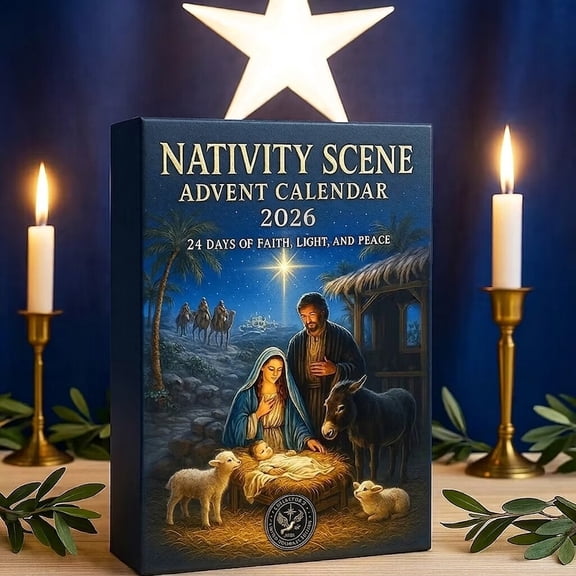 Nativity Advent Calendar 2026, 24-Day Christian Christmas Countdown with 2D Acrylic Nativity Figures – Based Religious Gift for Families, Believers & Bible Christmas Tree Décor