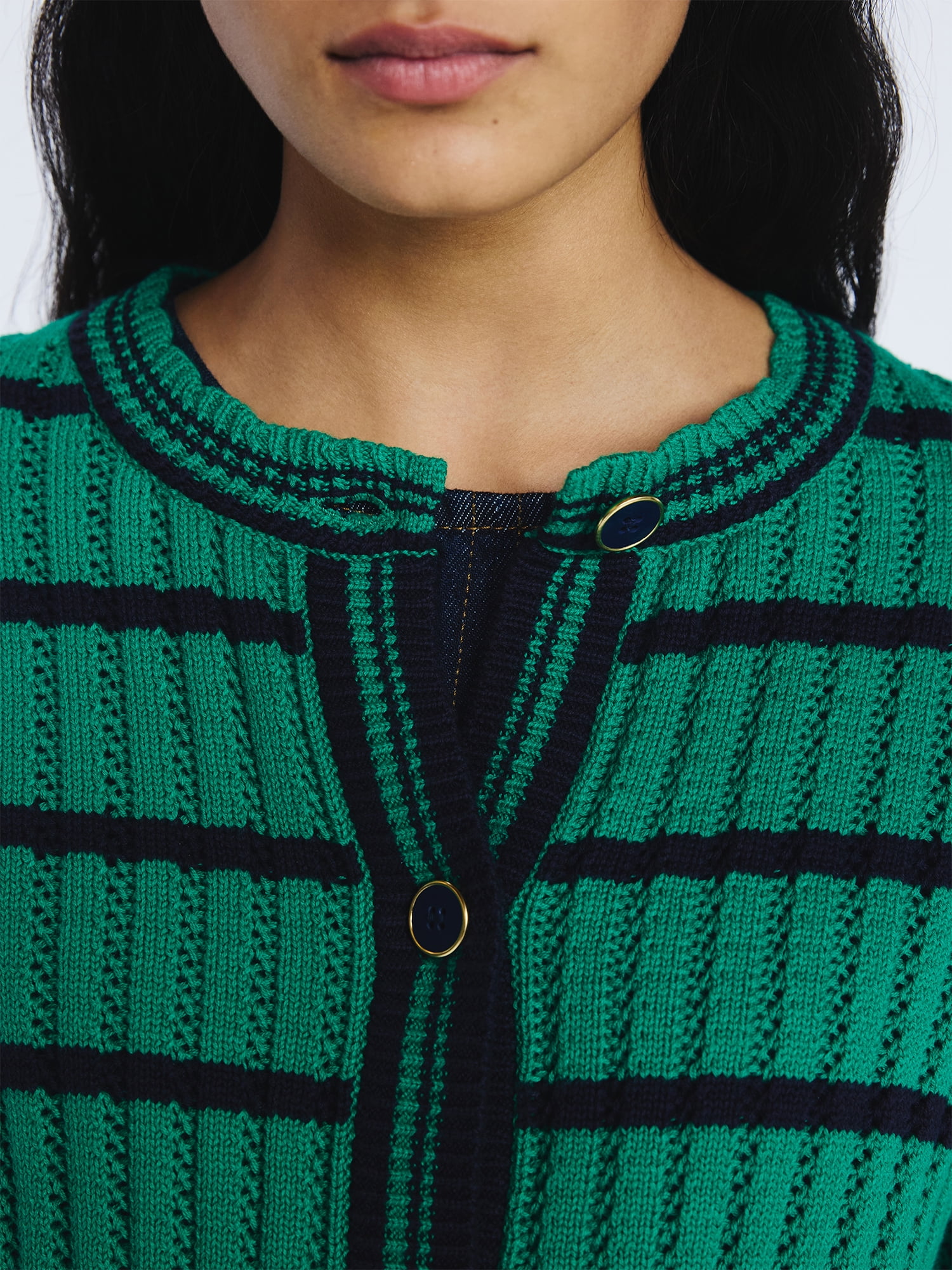 Free Assembly Women's Textured Stitch Cotton Cardigan Sweater with Long Sleeves, Lightweight, Sizes XS-XXL