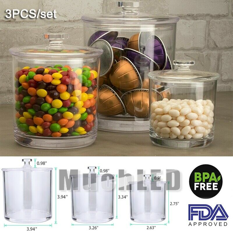AOOLIVE HIgh Quality Plastic Apothecary Jars w/ Lids Set ...